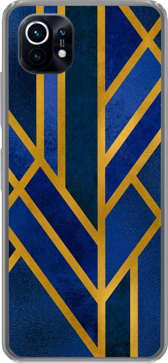 Telefoonhoesje Geschikt voor Xiaomi Mi 11 hoesje - Goud - Blauw - Luxe - Siliconen Telefoonhoesje Telefoonhoesje