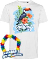 T-shirt Toekan Tropical | Toppers in Concert 2024 | Club Tropicana | Hawaii Shirt | Ibiza Kleding | Wit | maat XS
