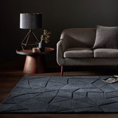 Flycarpets Shard Modern Laagpolig - 100% Wol - Geo Vloerkleed - Grijs Charcoal - 120x170 cm