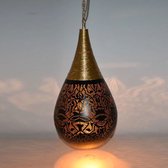 Oosterse metalen hanglamp Filigrain Druppel | 1 lichts | zwart-goud | metaal | Ø 21 cm | 42 cm | sfeervol / traditioneel design