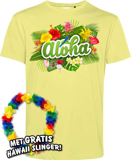 T-shirt Aloha | Toppers in Concert 2024 | Club Tropicana | Hawaii Shirt | Ibiza Kleding | Lichtgeel | maat L