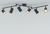 HOFTRONIC – Riga Zwarte LED plafondlamp 6 spots – kantelbaar en draaibaar – opbouwspots zwart – GU10 - 4000K neutraal wit - Plafondspots - IP20 - woonkamer en gang