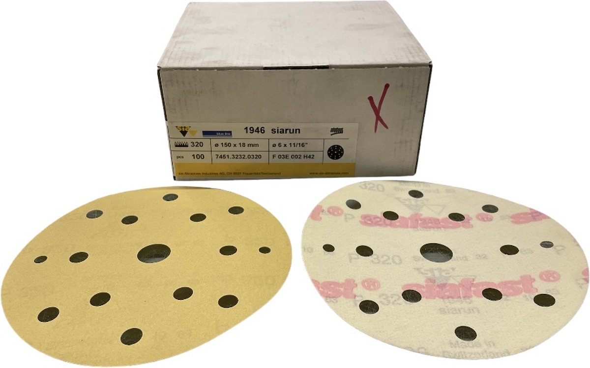 Sia Siarun art. 1946 - Schuurschijf - P320 - diameter 150 mm x 18 - Prijs per doos ( inhoud 100 stuks)