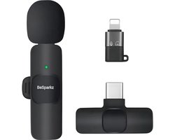 BeSparkz Draadloze Microfoon - Dasspeld Microfoon - Usb C & Iphone - Lavelier Microfoon - Plug & Play