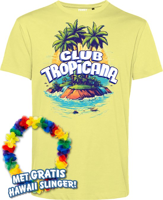T-shirt Tropical Island | Toppers in Concert 2024 | Club Tropicana | Hawaii Shirt | Ibiza Kleding | Lichtgeel | maat XXL