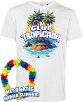 T-shirt Tropical Island | Toppers in Concert 2024 | Club Tropicana | Hawaii Shirt | Ibiza Kleding | Wit | maat XXL