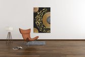 Canvas Schilderij - Gouden Vissen - Zwart - Goud - Abstract - Schilderij - 60x40x2 cm