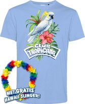 T-shirt Cacatoès Tropical | Les meilleurs en concert 2024 | Club Tropicana | Chemise hawaïenne | Vêtements Ibiza | Bleu clair | taille S