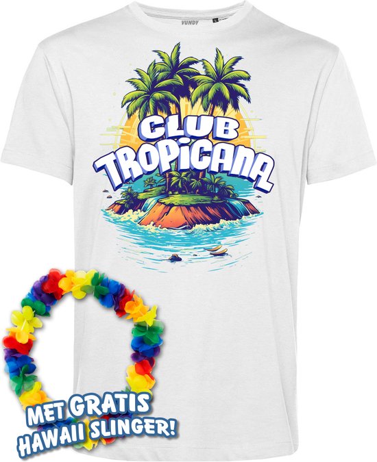 T-shirt île Tropical | Les meilleurs en concert 2024 | Club Tropicana | Chemise hawaïenne | Vêtements Ibiza | Blanc | taille L.