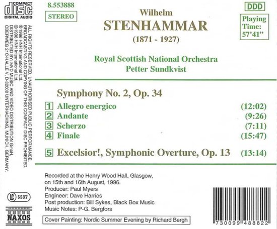 Royal Scottish National Orchestra, Petter Sundkvist - Stenhammar: Symphony No. 2 | Excelsior! (Overture) (CD)