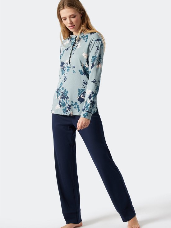 Schiesser Pyjama lange broek - 209 Blue - maat 38 (38) - Dames Volwassenen - Katoen/Tencel- 178060-209-38