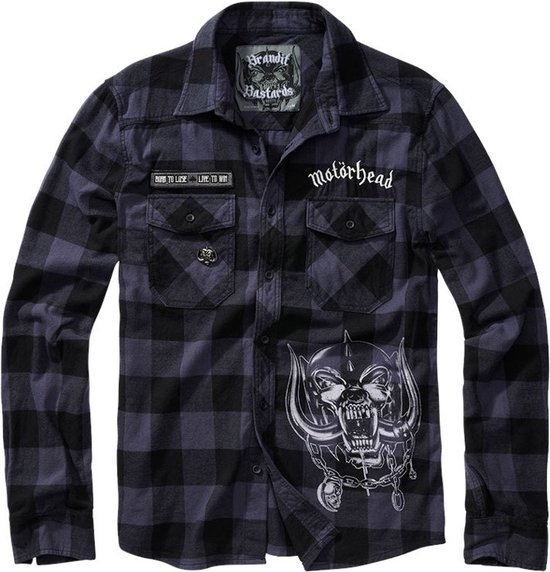Brandit Motorhead - Checkshirt Overhemd - L - Zwart/Grijs