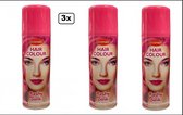 3x Haarspray roze 125 ml - Festival thema feest carnaval haar kleurspray party
