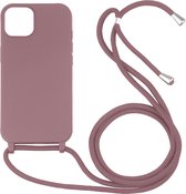 Hoesje geschikt voor iPhone SE 2020 - Backcover - Koord - Softcase - Flexibel - TPU - Oudroze