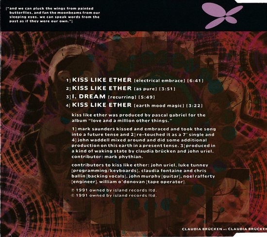 Claudia Brücken (Propaganda) ‎– Kiss Like Ether (The Electrical Embrace) / I, Dream (Recurring) 4 Track Cd Maxi 1991
