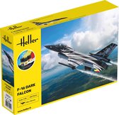 1:48 Heller 35411 General Dynamics F-16 Fighting Falcon - Dark Falcon - Starter Kit Plastic Modelbouwpakket
