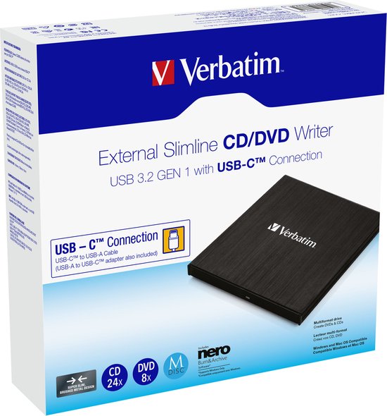 Verbatim Externe DVD-brander - USB-C - CD/DVD-brander - USB-A 3.2