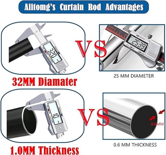 gordijnroede kledingstang, douchegordijnstang, extra lang