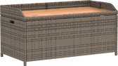 vidaXL - Opbergbank - 100x50x52 - cm - poly - rattan - en - acaciahout - grijs
