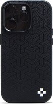 iPhone 15 Pro hoesje - magsafe hoesje / Starcase Y patterned Black - Faux Leer / iPhone hoesje met Magsafe