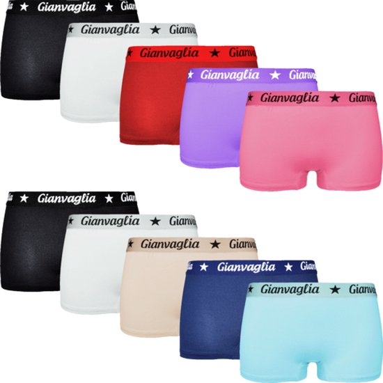 GIANVAGLIA® Deluxe GVG-8037 Lot de 10 boxers en coton pour femme L