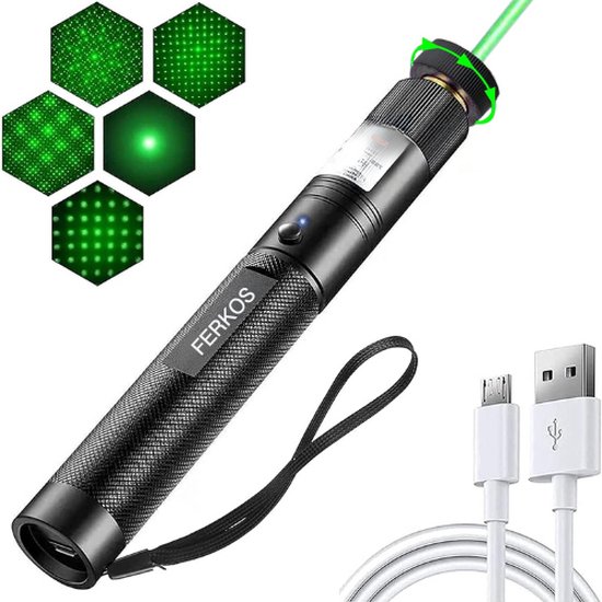 Foto: Ferkos professionele laserpen usb oplaadbaar laserpointer kat laserlampje laser groen