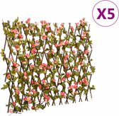 vidaXL - Kunstplant - klimop - latwerk - 5 - st - uittrekbaar - 180x60 - cm - donkerroze