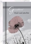 Gecrondoleerd Heel veel sterkte, met een roze klaproos en madeliefjes.