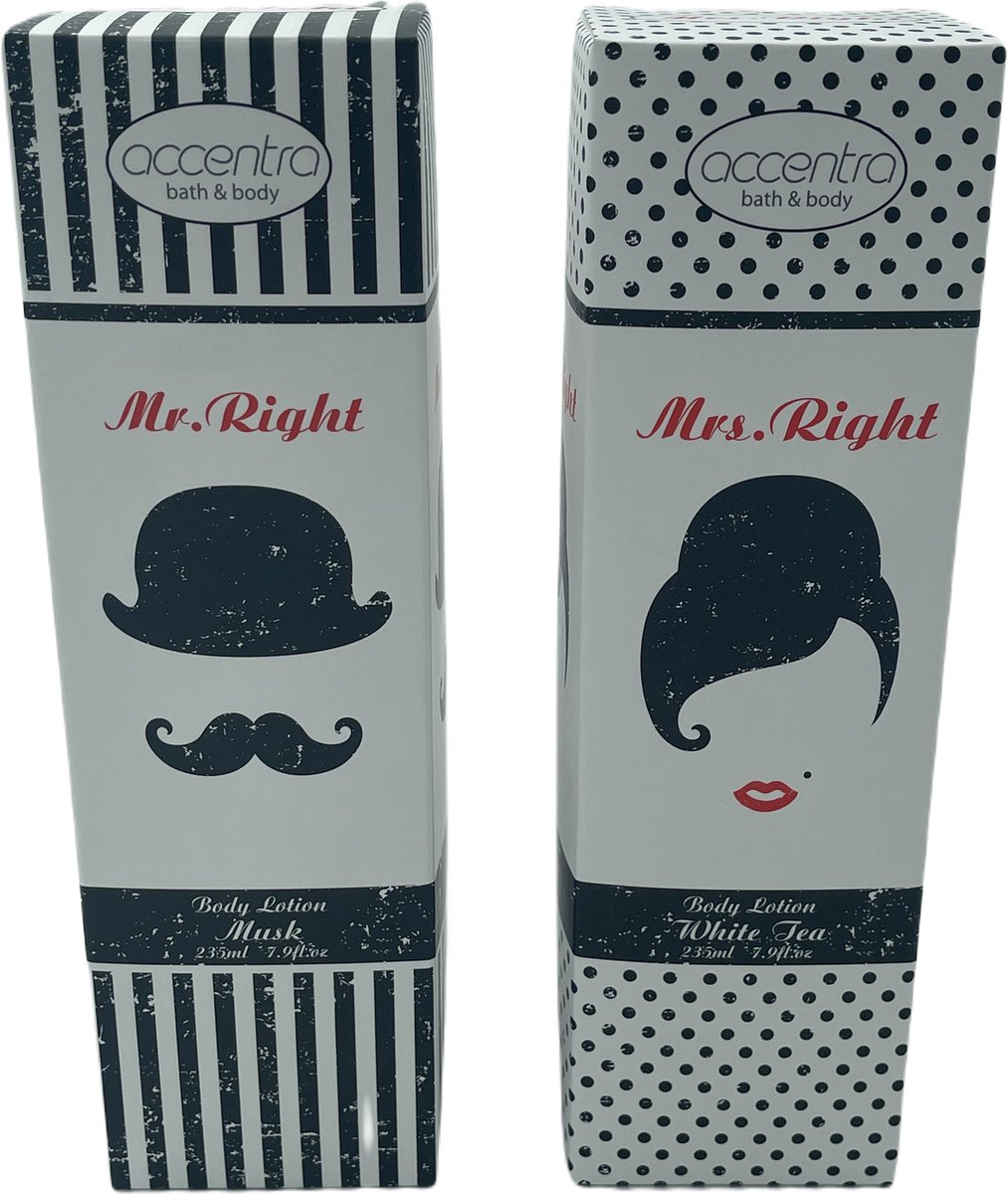 Goedkoopste Mrs & Mr Right Bodylotion - cadeauset voor Kerstmis - verjaardag - verlovingscadeau - trouwdag - Valentijn .
