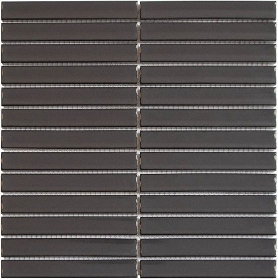 Foto: The mosaic factory sevilla kitkat wandtegels 29 6x29 9x0 8cm carbon gray glossy 0 89m 10 vellen