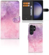 Coque Téléphone Samsung Galaxy S24 Ultra Housse en Cuir Etui de Protection pour Peinture Rose Pourpre