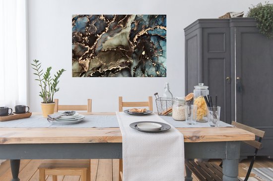 Poster Marbre - Or - Vert - 120x80 cm