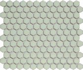 The Mosaic Factory Barcelona mozaïektegel 2.3x2.6x0.5cm Hexagon Geglazuurd porselein Antiek groen met retro rand