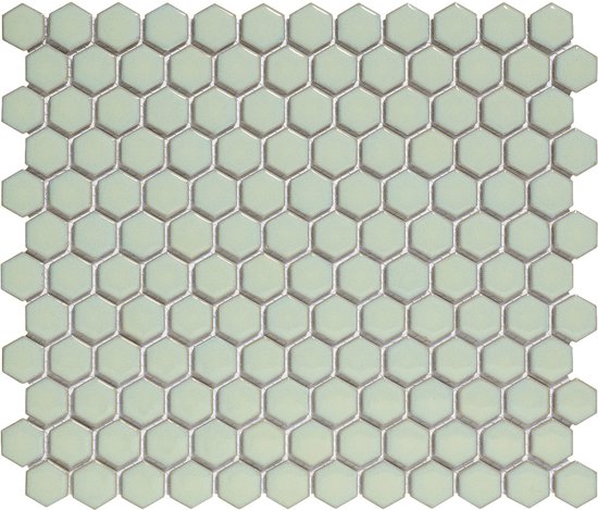 Foto: The mosaic factory barcelona hexagon wandtegels moza ektegel 26x30x0 3cm groen glans 0 78m 10 stuks