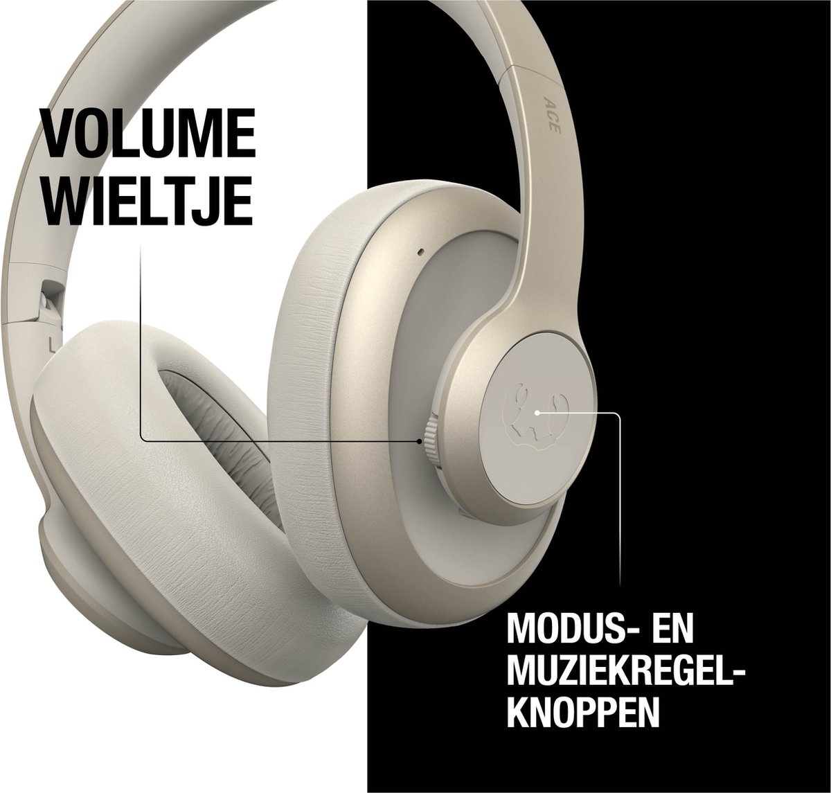Afbeelding 2 van Fresh 'n Rebel Clam Ace – Draadloze Bluetooth Koptelefoon met Active Noise Cancelling - 60 uur Speeltijd - Met volume wiel - Silky Sand