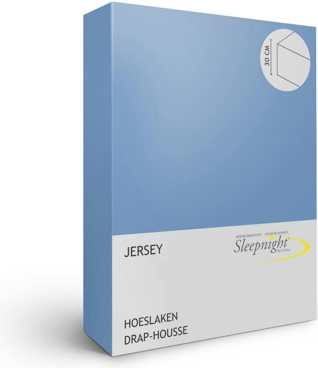 Sleepnight Hoeslaken - Jersey - (hoekhoogte 30 cm ) shadow blue - B 100 x L 200 cm - 1-persoons Strijkvrij - Geschikt voor Standaard Matras/Boxspring/Matras + Topper - 798509-B 100 x L 200 cm