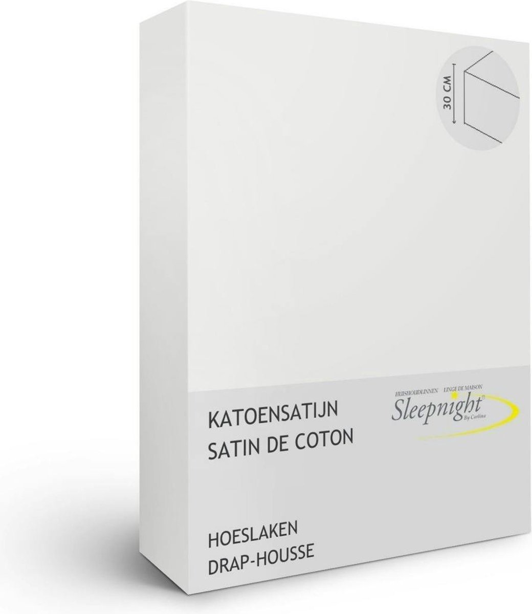 Sleepnight Hoeslaken - Satijn - (hoekhoogte 30 cm ) ivoire - B 160 x L 200 cm - Lits-jumeaux - Geschikt voor Standaard Matras/Boxspring/Matras + Topper - 798523-B 160 x L 200 cm