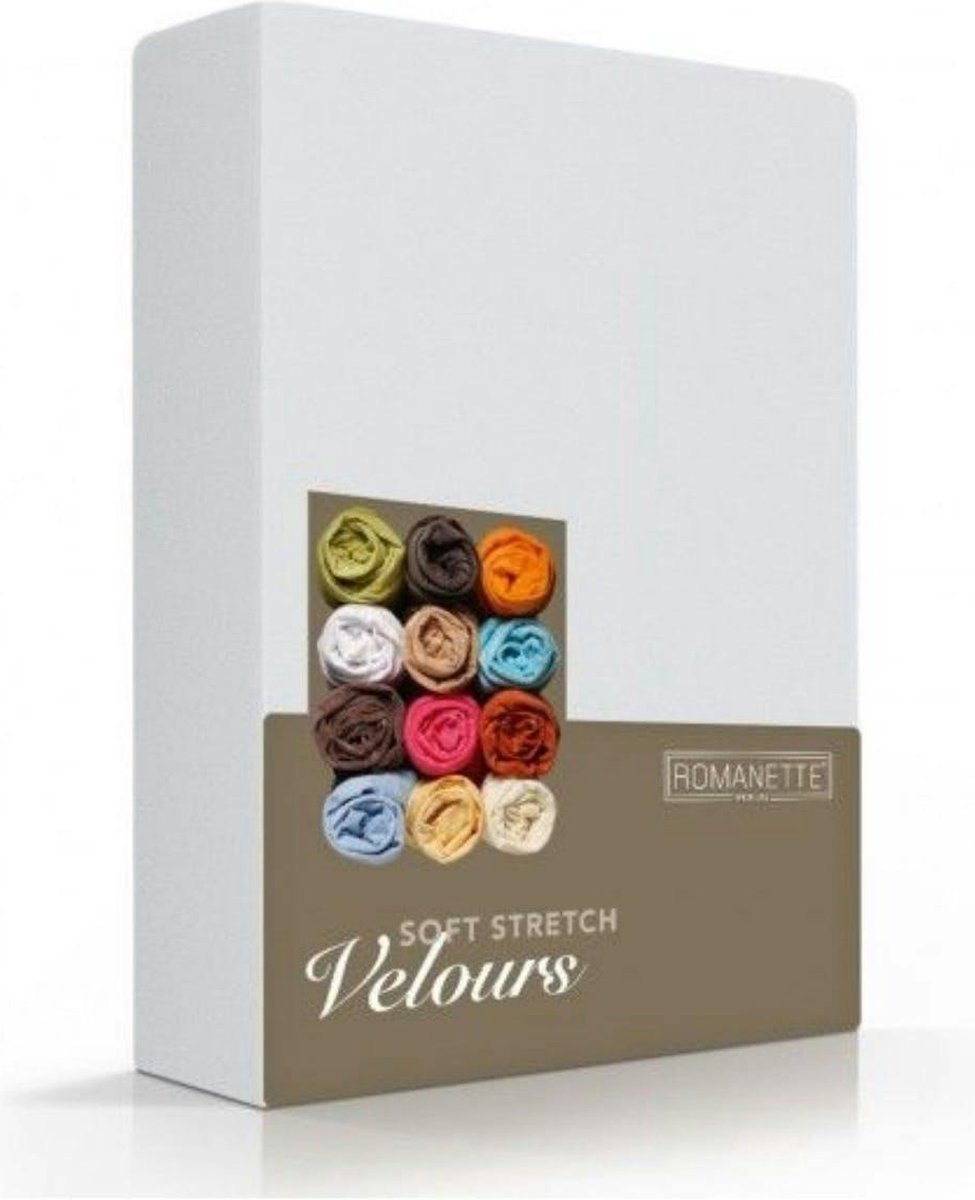 Romanette - Velours - Hoeslaken - Tweepersoons - 140/150x200/220 cm - Silver