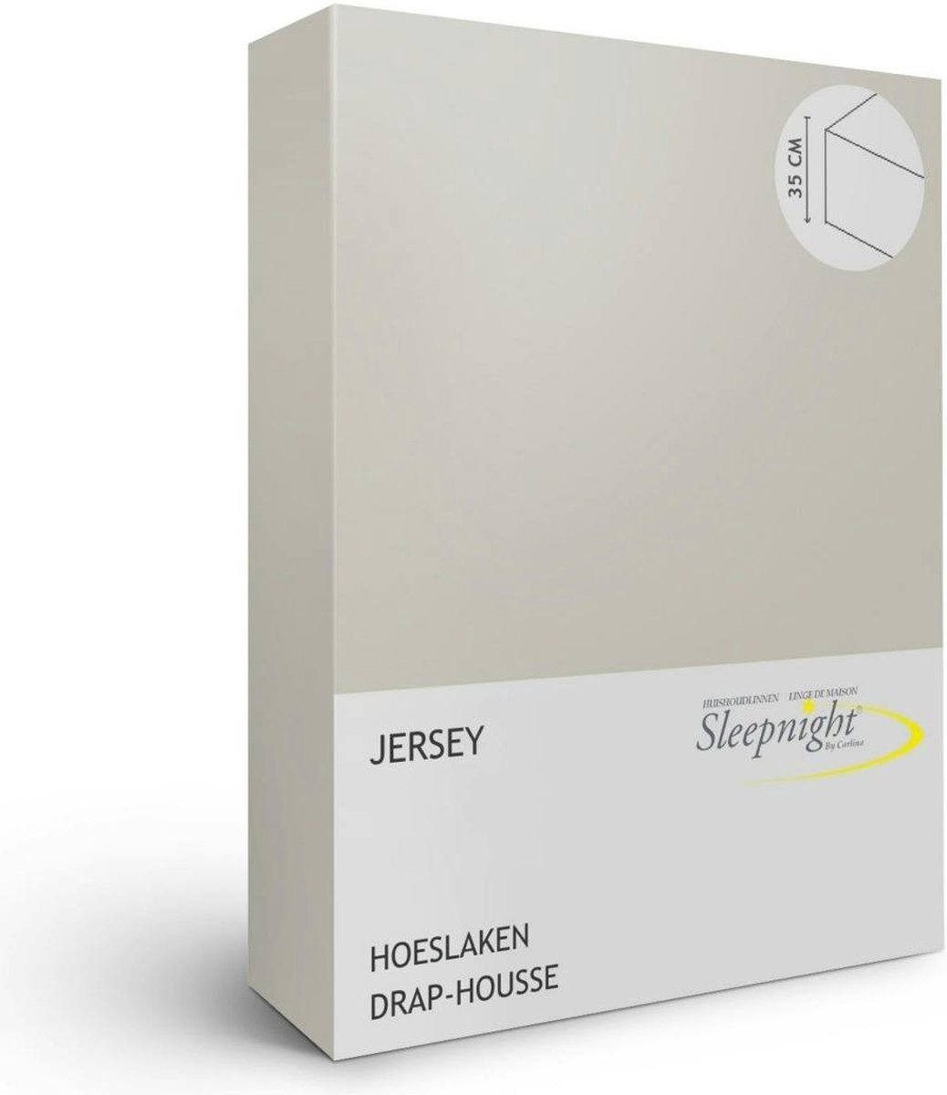Sleepnight Hoeslaken - Jersey - (hoekhoogte 35 cm ) Café au lait - B 100 x L 220 cm - 1-persoons Strijkvrij - Geschikt voor Standaard Matras/Boxspring/Matras + Topper - 600999-B 100 x L 220 cm