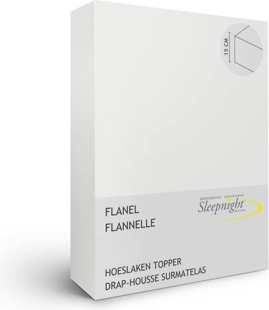 Sleepnight hoeslaken topper - Flanel - (hoekhoogte 15 cm ) ivoire - B 90 x L 200 cm - 1-persoons - Geschikt voor Topper - 734121-B 90 x L 200 cm