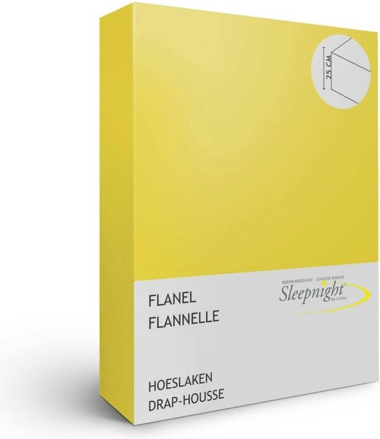 Sleepnight Hoeslaken - Flanel - (hoekhoogte 25 cm ) jaune - B 140 x L 200 cm - 2-persoons - Geschikt voor Standaard Matras - 600192-B 140 x L 200 cm