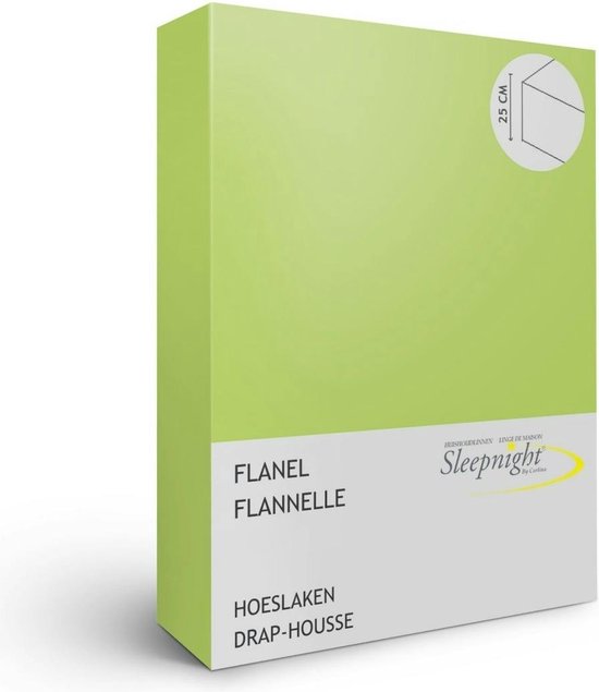 Sleepnight Hoeslaken - Flanel - (hoekhoogte 25 cm ) lime - B 90 x L 200 cm - 1-persoons - Geschikt voor Standaard Matras - 863557-B 90 x L 200 cm