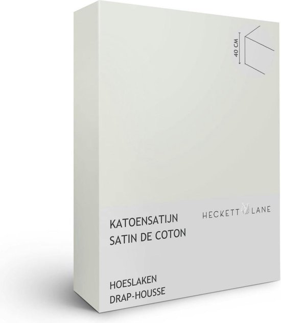 Heckettlane Elementi Hoeslaken - Lits-jumeaux - Katoensatijn - 180x200cm - Off-White