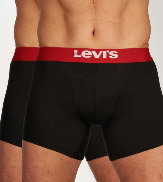 Levi's Boxers Solid Basic Organic Cotton Lot de 2 Noir / Rouge