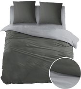 Sleepnight - Flanel Antracite Grey Effen - LP000280 - B 270 x L 220 cm/B 270 x L 200 cm - Lits-jumeaux extra breed - Omkeerbaar