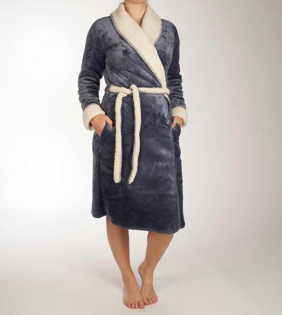 Warme fleece overslag badjas 'stitch pretty'