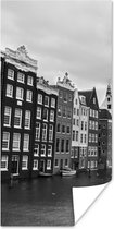 Poster Amsterdamse grachten zwart-wit fotoprint - 60x120 cm