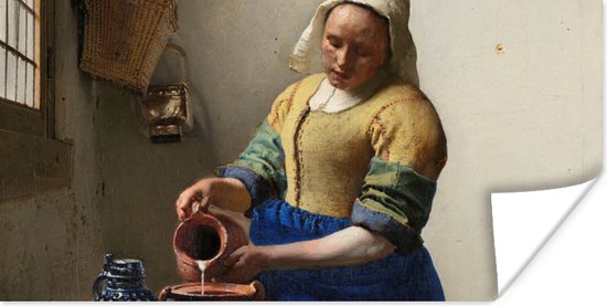 Poster Het melkmeisje - Schilderij van Johannes Vermeer - 120x60 cm