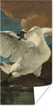 Poster De bedreigde zwaan - Schilderij van Jan Asselijn - 20x40 cm