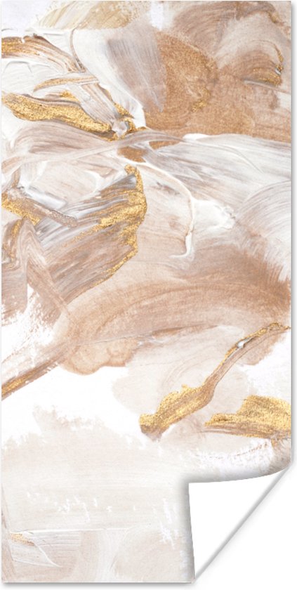 Poster Aquarelverf - Goud - Bruin - 20x40 cm